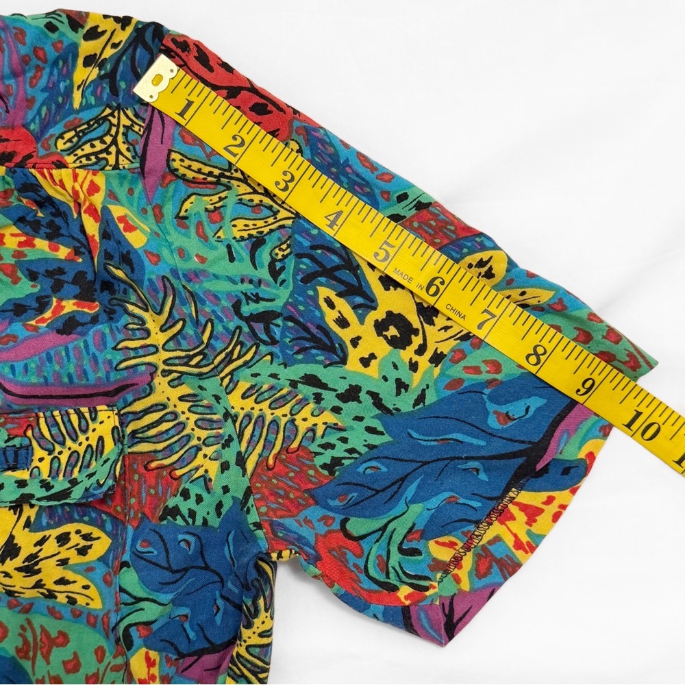 Vintage 80s Tareti Petites Retro Abstract Multicolor Button Up Collared Dress - Picture 6 of 11
